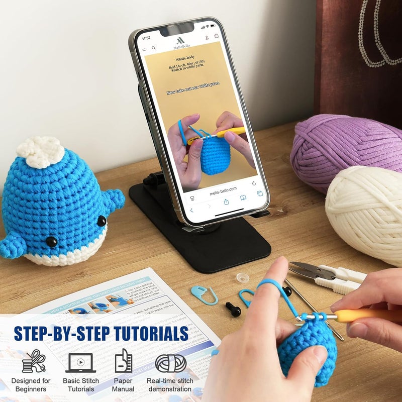 mellobello Crochet Kit for Beginners Kids Adults - Beginner Knitting Crochet Animal Kit with Easy Yarn - Learn to Crocheting Amigurumi Starter Set - Loom Knit Patterns Supplies Box Crafts Hobbies Gifts for Women - Image 3